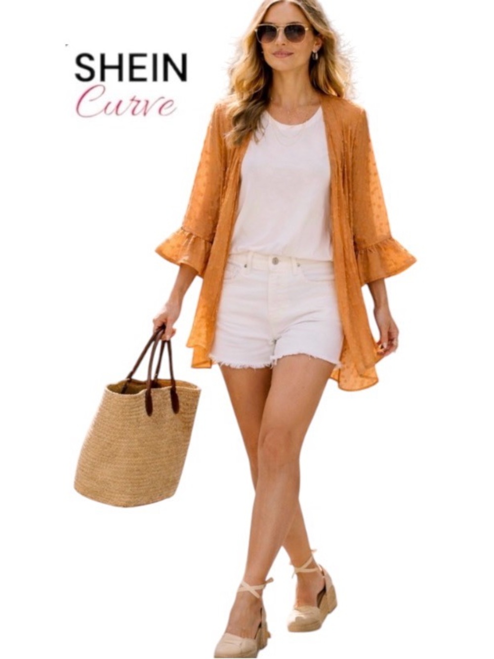 5X SHEIN Curve Apricot Chiffon Jacket/Kimono/Duster/Cover Up